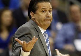 KANSAS CITY, MO - MARCH 19:  Head Coach John Calipari of the Memphis Tigers reacts from the sideline during their  first round game against the CSUN Matadors in the first half of the NCAA Division I Men's Basketball Tournament at the Sprint Center on March 19, 2009 in Kansas City, Missouri. The Tigers defeated the Matadors 81-70.  (Photo by Jamie Squire/Getty Images)