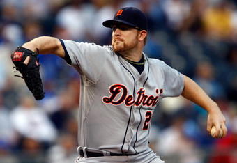 KANSAS CITY, MO - MAY 13:  Starting pitcher Nate Robertson #29 of the Detroit Tigers pitches during the game against the Kansas City Royals on May 13, 2008 at Kauffman Stadium in Kansas City, Missouri.  (Photo by Jamie Squire/Getty Images)