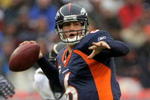 DENVER - OCTOBER 12:  Quarterback Jay Cutler #6 of the Denver Broncos delivers a pass against the Jacksonville Jaguars during NFL action at Invesco Field at Mile High on October 12, 2008 in Denver, Colorado. The Jaguars defeated the Broncos 24-17.  (Photo by Doug Pensinger/Getty Images)
