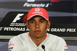 KUALA LUMPUR, MALAYSIA - APRIL 03:  Lewis Hamilton of Great Britain and McLaren Mercedes gives a press conference regarding events at last weeks Australian F1 Grand Prix following practice for the Malaysian Formula One Grand Prix at the Sepang Circuit on April 3, 2009 in Kuala Lumpur, Malaysia.  (Photo by Getty Images)