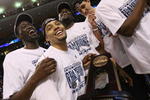 BOSTON - MARCH 28:  Scottie Reynolds #1 of the Villanova Wildcats celebrates after defeating the Pittsburgh Panthers to advance to the Final Four during the NCAA Men's Basketball Tournament East Regionals at TD Banknorth Garden on March 28, 2009 in Boston, Massachusetts.  (Photo by Elsa/Getty Images)