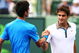 KEY BISCAYNE, FL - APRIL 03: Roger Federer of Switzerland shakes hands with Novak Djokovic of Serbia after their men's semifinal during the Sony Ericsson Open at the Crandon Park Tennis Center on April 3, 2009 in Key Biscayne, Florida. (Photo by Al Bello/Getty Images)