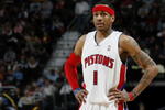 CLEVELAND - FEBRUARY 22:  Allen Iverson #1 of the Detroit Pistons looks on while playing the Cleveland Cavaliers on February 22, 2009 at the Quicken Loans Arena in Cleveland, Ohio. Cleveland won the game 99-78. NOTE TO USER: User expressly acknowledges and agrees that, by downloading and or using this photograph, User is consenting to the terms and conditions of the Getty Images License Agreement.  (Photo by Gregory Shamus/Getty Images)
