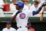 MESA, AZ - MARCH 03:  Alfonso Soriano #12 of the Chicago Cubs hits a solo home run against the Oakland Athletics during the first inning of the spring training game at HoHoKam Park on March 3, 2009 in Mesa, Arizona. The Cubs defeated the A's 6-4. (Photo by Christian Petersen/Getty Images)