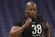 INDIANAPOLIS, IN - FEBRUARY 21: Offensive lineman Eugene Monroe of Virginia runs the 40 yard dash during the NFL Scouting Combine presented by Under Armour at Lucas Oil Stadium on February 21, 2009 in Indianapolis, Indiana. (Photo by Scott Boehm/Getty Images)