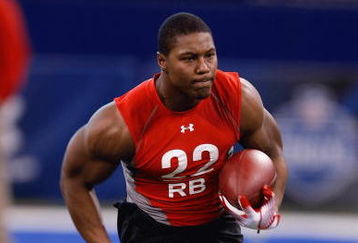 INDIANAPOLIS, IN - FEBRUARY 22:  Running back Knowshon Moreno of Georgia runs with the football during the NFL Scouting Combine presented by Under Armour at Lucas Oil Stadium on February 22, 2009 in Indianapolis, Indiana. (Photo by Scott Boehm/Getty Images)