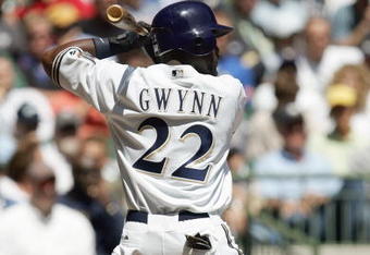 MILWAUKEE - MAY 2:  Tony Gwynn #22 of the Milwaukee Brewers stands ready at bat against the St. Louis Cardinals May 2, 2007 at Miller Park in Milwaukee, Wisconsin. The Brewers defeated the Cardinals 4-0 to sweep the three-game series. (Photo by Jonathan Daniel/Getty Images)