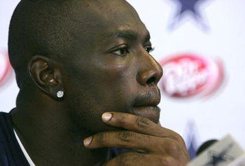 DALLAS - SEPTEMBER 27:  Terrell Owens of the Dallas Cowboys speaks with the media during a press conference on September 27, 2006 in Dallas, Texas. During the conference Owens denied police reports that he tried to take his life after being hospitalized last night at Baylor Hospital subsequent to an apparent suicide attempt from overdosing on prescription painkillers and supplements.  (Photo by Ronald Martinez/Getty Images)