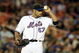NEW YORK - SEPTEMBER 23: Johan Santana #57 of the New York Mets adjusts his hat after the third inning against the Chicago Cubs during their game at Shea Stadium September 23, 2008 in the Flushing neighborhood of the Queens borough of New York City. (Photo by Nick Laham/Getty Images)