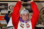 BROOKLYN, MI - JUNE 14:  Justin Lofton driver of the # 20 Lofton Cattle Dodge holds the trophy after winning the ARCA RE/MAX Series Racing for Wildlife 200 at the Michigan International Speedway on June 14, 2008 in Brooklyn, Michigan.  (Photo by John Harrelson/Getty Images for NASCAR)