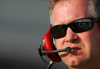 LAS VEGAS - FEBRUARY 27: Bob Osborne, crew chief for the #99 Aflac Ford driven by Carl Edwards, watches during qualifying for the NASCAR Sprint Cup Series Shelby 427 at the Las Vegas Motor Speedway on February 27, 2009 in Las Vegas, Nevada. (Photo by Todd Warshaw/Getty Images)