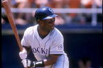 22 Jun 1995:  Infielder Eric Young of the Colorado Rockies swings at the ball during a game against the San Diego Padres at Jack Murphy Stadium in San Diego, California.  The Rockies won the game 3-2. Mandatory Credit: Stephen Dunn  /Allsport