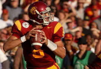 PASADENA, CA - JANUARY 01:  Quarterback Mark Sanchez #6 of the USC Trojans drops back to pass against the Penn State Nittany Lions during the 95th Rose Bowl Game presented by Citi on January 1, 2009 at the Rose Bowl in Pasadena, California.  (Photo by Stephen Dunn/Getty Images)