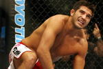 CHICAGO- OCTOBER 25:  Patrick Cote cannot continue the fight in the second round, after he injured his knee in the Middleweight Title Bout at UFC's Ultimate Fight Night at Allstate Arena on October 25, 2008 in Chicago, Illinois. (Photo by Tasos Katopodis/Getty Images)