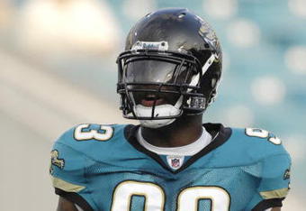 JACKSONVILLE, FL - AUGUST 9: Defensive end Quentin Groves #93  of the Jacksonville Jaguars lines up against the Atlanta Falcons at Jacksonville Municipal Stadium on August 9, 2008 in Jacksonville, Florida.   (Photo by Al Messerschmidt/Getty Images) 