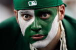 DETROIT - APRIL 04:  A Michigan State Spartans fans looks on before the Spartans take on the Connecticut Huskies during the National Semifinal game of the NCAA Division I Men's Basketball Championship at Ford Field on April 4, 2009 in Detroit, Michigan.  (Photo by Andy Lyons/Getty Images)