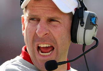 JACKSONVILLE, FL - JANUARY 1:  Head coach Bo Pelini of the Nebraska Cornhuskers yells to his team during the Konica Minolta Gator Bowl against the Clemson Tigers at Jacksonville Municipal Stadium January 1, 2009 in Jacksonville, Florida.  (Photo by Sam Greenwood/Getty Images)