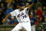 NEW YORK - APRIL 03:  Pitcher Francisco Rodriguez  #75 of the New York Mets   pitches during an exhibition game against the Boston Red Sox on April 3, 2009 at Citi Field in the Flushing neighborhood of the Queens borough of New York City. The game marks the first time the Mets play in their new ballpark.  (Photo by Mike Ehrmann/Getty Images)