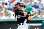 JUPITER, FL - FEBRUARY 27: Jorge Cantu #3 of the Florida Marlins bats against the Baltimore Orioles during a spring training game at Roger Dean Stadium on February 27, 2009 in Jupiter, Florida. (Photo by Rob Tringali/Getty Images)