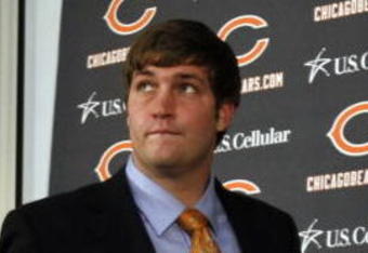 LAKE FOREST, IL - APRIL 3: Jay Cutler attends a press conference as the Chicago Bears introduced him as their new on April 3, 2009 at Halas Hall in Lake Forest, Illinois. (Photo by Jim Prisching/Getty Images)
