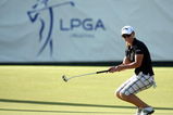 RANCHO MIRAGE, CA - APRIL 04:  Kristy McPherson of the USA plays just misses a putt at the 18th hole during the third round of the 2009 Kraft Nabisco Championship, at the Mission Hills Country Club on April 4, 2009 in Rancho Mirage, California  (Photo by David Cannon/Getty Images)