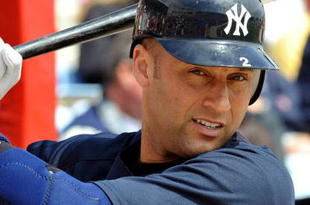 SARASOTA, FL - MARCH 1:  Infielder Derek Jeter #2 of the New York Yankees sets to bat against the Cincinnati Reds March 1, 2009 at Ed Smith Stadium in Sarasota, Florida.  (Photo by Al Messerschmidt/Getty Images)