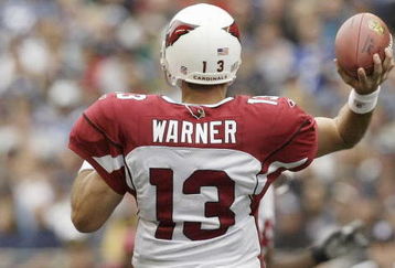 SEATTLE - SEPTEMBER 17:  Backview of quarterback Kurt Warner #13 of the Arizona Cardinals as he passes the ball against the Seattle Seahawks at Qwest Field on September 17, 2006 in Seattle, Washington. The Seahawks won 21-10. (Photo by Otto Greule Jr/Getty Images) 