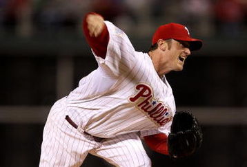 PHILADELPHIA - APRIL 05:  Brett Myers #39 of the Philadelphia Phillies pitches against the Atlanta Braves on April 5, 2009 at Citizens Bank Park in Philadelphia, Pennsylvania. Today's game is the opening of the 2009 major league baseball season.  (Photo by Ezra Shaw/Getty Images)