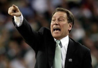 DETROIT - APRIL 04:  Head coach Tom Izzo of the Michigan State Spartans reacts against the Connecticut Huskies during the National Semifinal game of the NCAA Division I Men's Basketball Championship at Ford Field on April 4, 2009 in Detroit, Michigan.  (Photo by Andy Lyons/Getty Images)