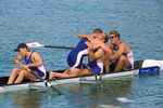 23 Sep 2000:  Tim Foster, Matthew Pinsent, Steve Redgrave and James Carcknell of Great Britain celebrate gold in the Men's Coxless Four Rowing Final at the Sydney International Regatta on Day Eight of the Sydney 2000 Olympic Games in Sydney, Australia. \Mandatory Credit: Mike Hewitt /Allsport