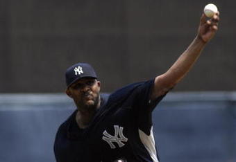 TAMPA, FL - APRIL 01:  Pitcher CC Sabathia #52 of the New York Yankees starts against the Philadelphia Phillies at George Steinbrenner Field April 1, 2009 in Tampa, Florida.  (Photo by Al Messerschmidt/Getty Images)