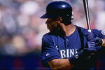 14 Jun 1998: Ken Griffey Jr. of the Seattle Mariners in action during a game against the Oakland Athletics at the Oakland Coliseum in Oakland, California. The Athletics defeated the Mariners 4-3.