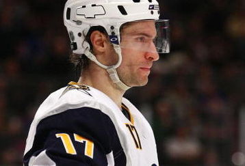NEW YORK - MARCH 21:  Dominic Moore #17 of the Buffalo Sabres skates against the New York Rangers during the game on March 21, 2009 at Madison Square Garden in New York City.  (Photo by Chris McGrath/Getty Images)
