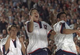 31 Mar 1997:   Players Josh Pastner, John Ash and Jason Lee (L-R) of the Arizona Wildcats cheer on teammates during the NCAA Championship game against the Kentucky Wildcats at the RCA Dome in Indianapolis, Indiana.  Arizona won the game 84 - 79. Mandatory