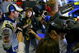 FORT WORTH, TX - APRIL 15:  Jimmie Johnson, driver of the #48 Lowe's Chevrolet, speaks with members of the media after crashing during the NASCAR Nextel Cup Series Samsung 500 at Texas Motor Speedway on April 15, 2007 in Fort Worth, Texas.  (Photo by Rusty Jarrett/Getty Images for NASCAR)
