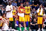 BOSTON, MA - MARCH 6: LeBron James #23 of the Cleveland Cavaliers his teammates watch the final moments of a game from the bench against the Boston Celtics at the TD Banknorth Garden on March 6, 2009 in Boston, Massachusetts. The Celtics won 105-94. NOTE TO USER: User expressly acknowledges and agrees that, by downloading and/or using this Photograph, user is consenting to the terms and conditions of the Getty Images License Agreement. (Photo by Jim Rogash/Getty Images)