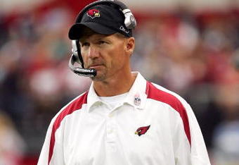 GLENDALE, AZ - OCTOBER 12:   Head coach Ken Wisenhunt of the Arizona Cardinals walks along the sideline during the game against the Dallas Cowboys at University of Phoenix Stadium on October 12, 2008 in Glendale, Arizona.  The Cardinals defeated the Cowboys 30-24 in overtime.  (Photo by Lisa Blumenfeld/Getty Images)