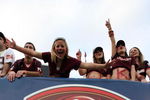 TAMPA, FL - DECEMBER 06:  Tech fans celebrate after the Virginia Tech Hokies score in the third quarter against the Boston College Eagles in the 2008 ACC Football Championship game at the Raymond James Stadium on December 6, 2008 in Tampa, Florida. Virginia Tech defeated Boston College 30-12.  (Photo by Doug Benc/Getty Images)