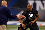 INDIANAPOLIS, IN - FEBRUARY 21:  Offensive lineman Eugene Monroe of Virginia participates in practice drills during the NFL Scouting Combine presented by Under Armour at Lucas Oil Stadium on February 21, 2009 in Indianapolis, Indiana. (Photo by Scott Boehm/Getty Images)