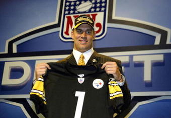 NEW YORK - APRIL 24:  Quarterback Ben Roethlisberger is seen after being selected 11th overall by the Pittsburgh Steelers during the 2004 NFL Draft on April 24, 2004 at Madison Square Garden in New York City.  (Photo by Chris Trotman/Getty Images)