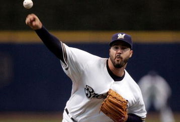MILWAUKEE - OCTOBER 05:  Jeff Suppan #37 of the Milwaukee Brewers deals a pitch against the Philadelphia Phillies in game four of the NLDS during the 2008 MLB playoffs at Miller Park on October 5, 2008 in Milwaukee, Wisconsin.  (Photo by Michael Conroy-Pool/Getty Images)