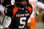 LUBBOCK, TX - NOVEMBER 08:  Wide receiver Michael Crabtree #5 of the Texas Tech Red Raiders during play against the Oklahoma State Cowboys at Jones AT&T Stadium on November 8, 2008 in Lubbock, Texas.  (Photo by Ronald Martinez/Getty Images)