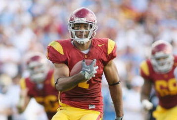 PASADENA, CA - DECEMBER 6:  Patrick Turner #1 of the USC Trojans runs after a catch against the UCLA Bruins on December 6, 2008 at the Rose Bowl in Pasadena, California.  USC won 28-7.  (Photo by Jeff Golden/Getty Images)