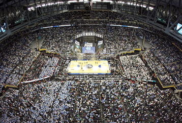 DETROIT - APRIL 06:  Tyler Hansbrough #50 of the North Carolina Tar Heels celebrates with his teammates as the Michigan State Spartans leave the court after losing to the Tar Heels 89-72 during the 2009 NCAA Division I Men's Basketball National Championship game at Ford Field on April 6, 2009 in Detroit, Michigan.  (Photo by Streeter Lecka/Getty Images)