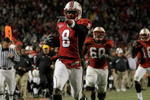 COLLEGE PARK, MD - NOVEMBER 10:  Darrius Heyward-Bey #8 of the Maryland Terrapins begins to celebrate as he scored on 37 yard reverse against the Boston College Eagles in the fourth quarter at Byrd Stadium on November 10, 2007 in College Park, Maryland. (Photo by Doug Pensinger/Getty Images)