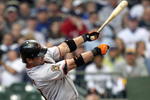 MILWAUKEE - APRIL 4: Aaron Rowand #33 of the San Francisco Giants swings at a pitch against the Milwaukee Brewers during the Opening Day game on April 4, 2008 at Miller Park in Milwaukee, Wisconsin. (Photo by Jonathan Daniel/Getty Images)