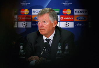 MANCHESTER, ENGLAND - APRIL 06:  Sir Alex Ferguson of Manchester United faces the media during a press conference held at Old Trafford on April 6, 2009 in Manchester, England.  (Photo by Alex Livesey/Getty Images)