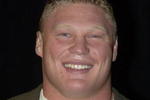 NEW YORK - MARCH 18:  World Wrestling Entertainment Wrestler Brock Lesnar attends a media conference announcing the all-star lineup of WWE WrestleMania XIX at ESPN Zone in Times Square March 18, 2003 in New York City.  (Photo by Mark Mainz/Getty Images)