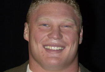 NEW YORK - MARCH 18:  World Wrestling Entertainment Wrestler Brock Lesnar attends a media conference announcing the all-star lineup of WWE WrestleMania XIX at ESPN Zone in Times Square March 18, 2003 in New York City.  (Photo by Mark Mainz/Getty Images)