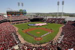 CINCINNATI, OH - APRIL 2:  Fans sing the National Anthem prior to Opening Day between the Cincinnati Reds and the Chicago Cubs April 2, 2007 at Great American Ballpark in Cincinnati, Ohio.  Cincinnati led 5-1 after five innings.  (Photo by Thomas E. Witte/Getty Images)